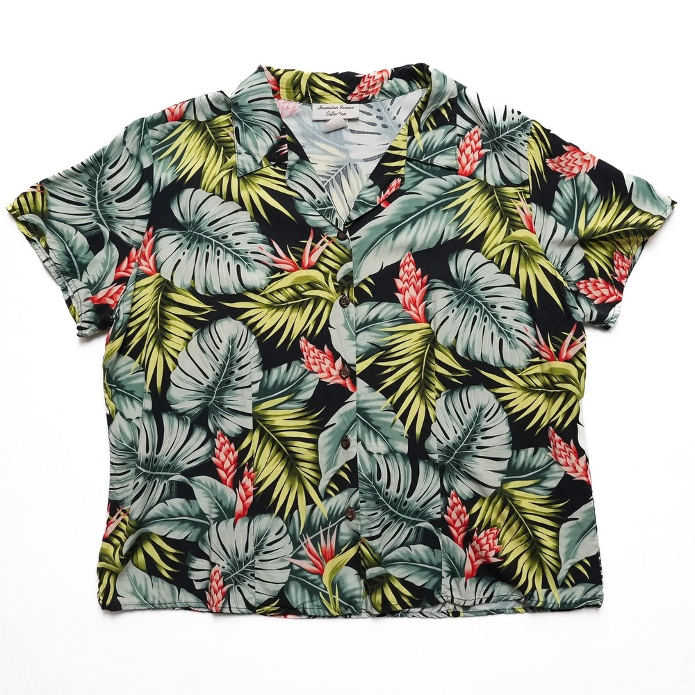 Hawaiian Reserve Collection Aloha Shirt‎ Women L Tropical Floral